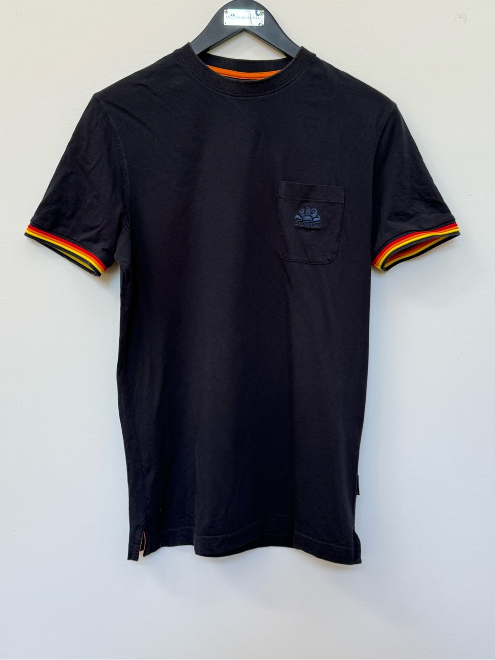 Lot of 2 Sundek Rainbow Trim Pocket Tees – Navy Blue (Size M / Pit-to-Pit 20")